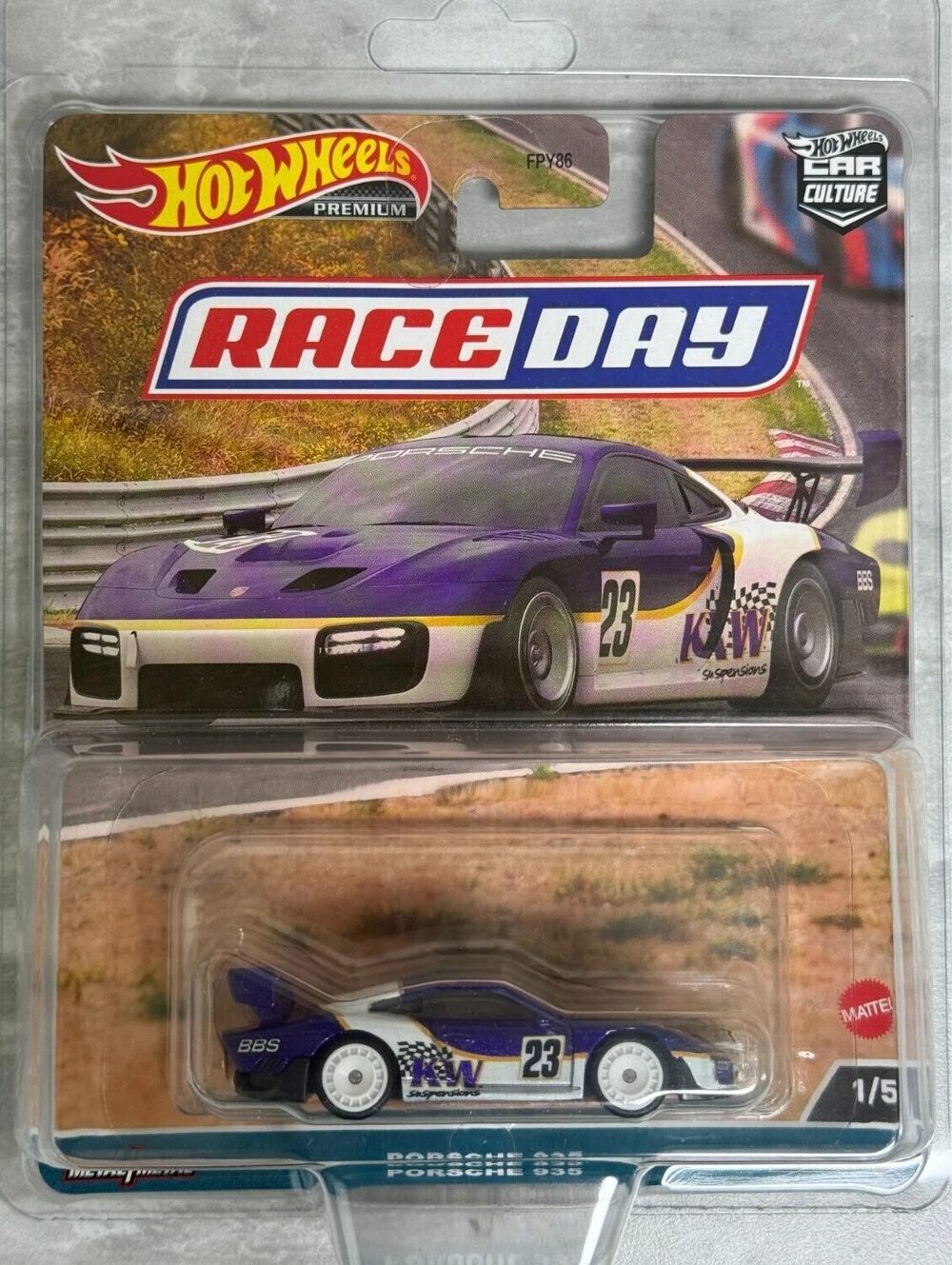 new Hot Wheels Porsche 935, Race Day Premium Car Culture 1/5 [Purple/White]